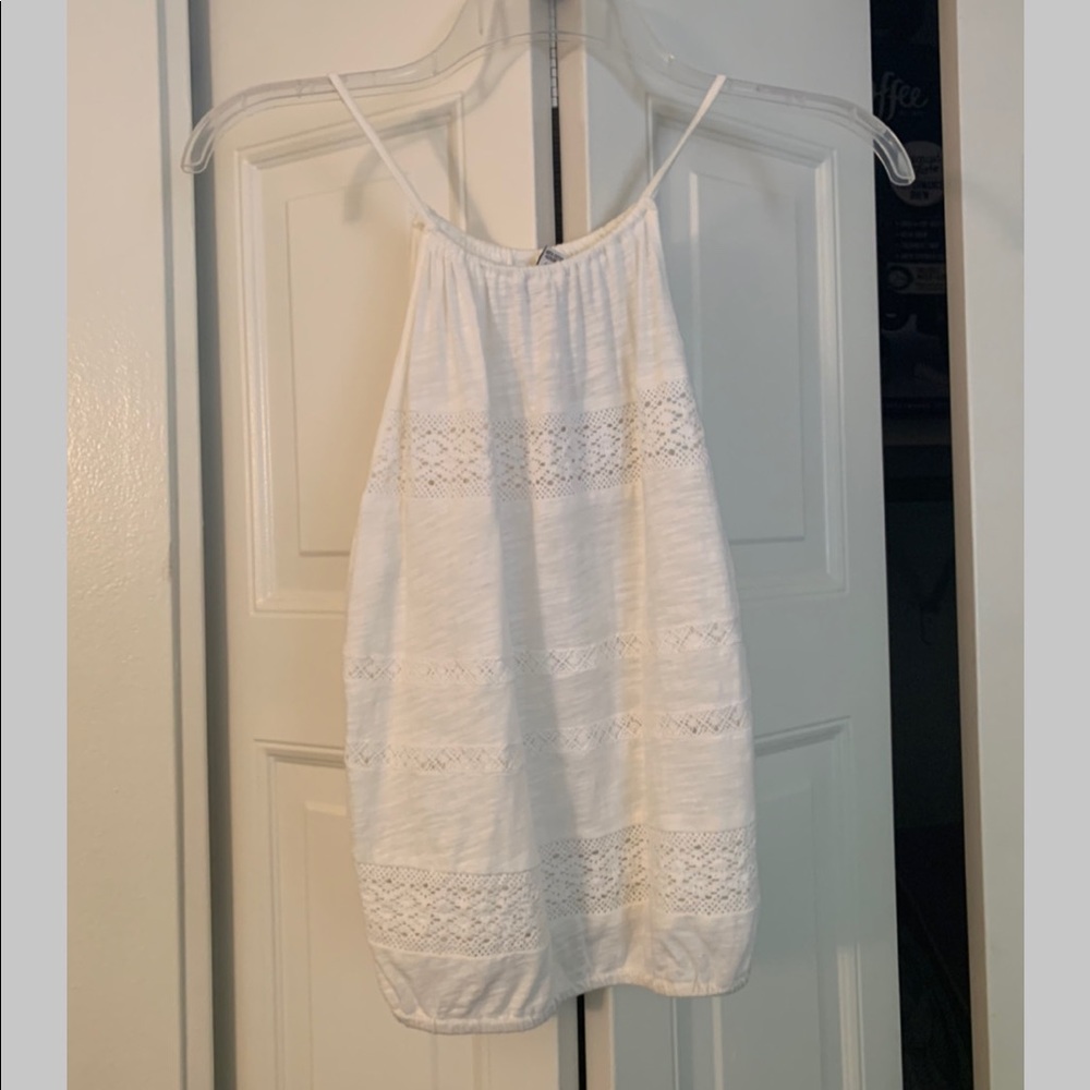 Cream colored spaghetti strap crop top
